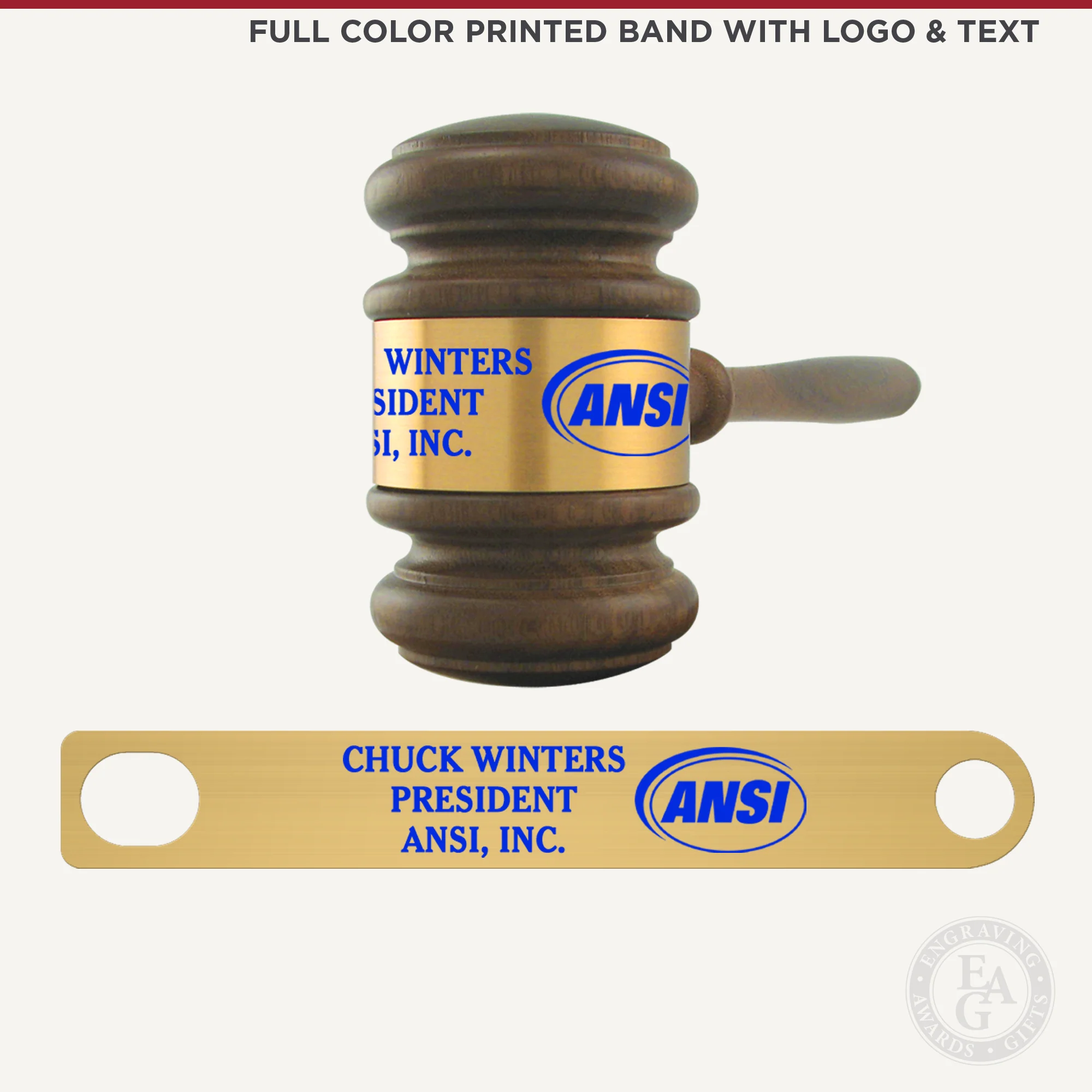 10-1/2" American Walnut Gavel & Sound Block Presentation Set - Image 2