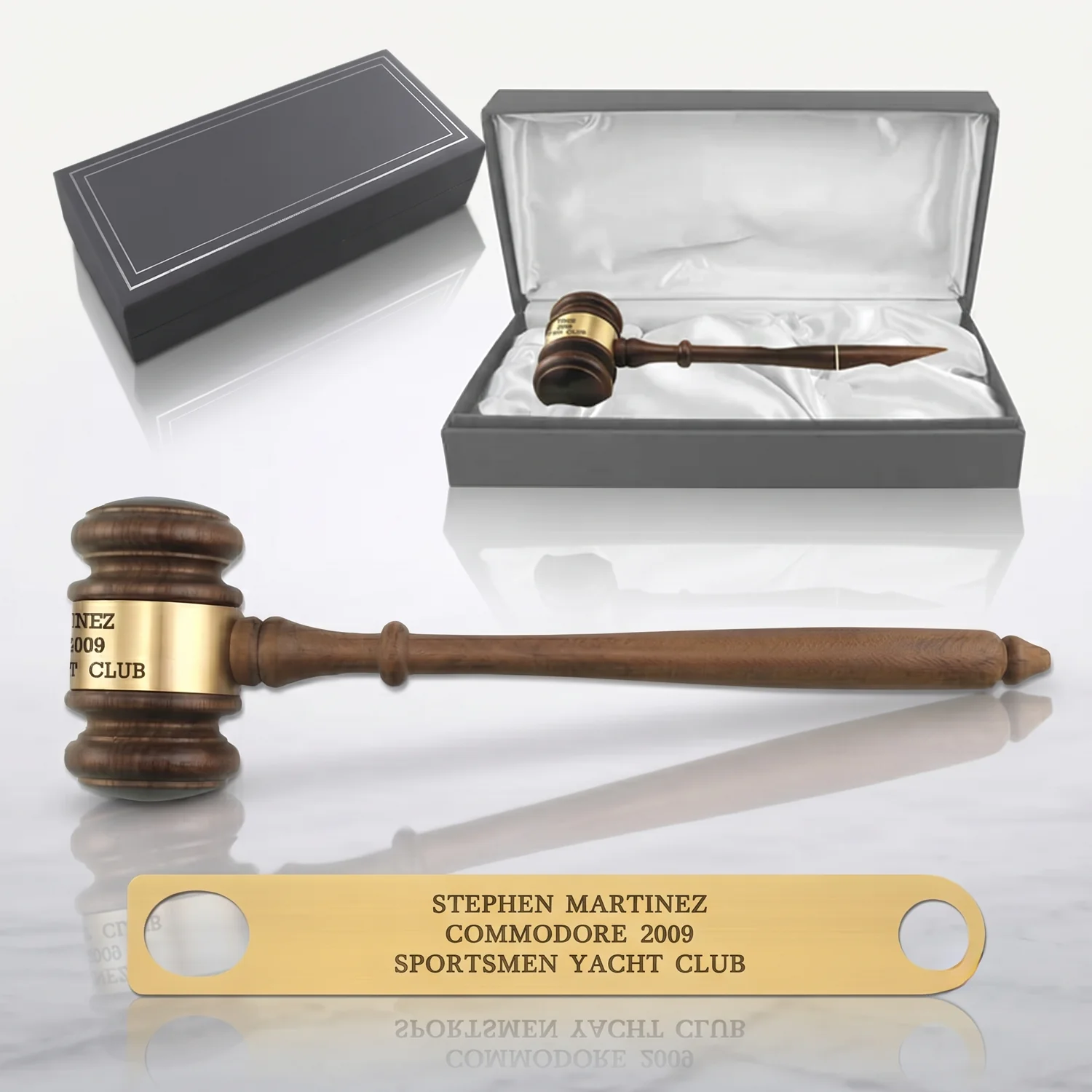 10-1/2" American Walnut Presentation Gavel & Case Set