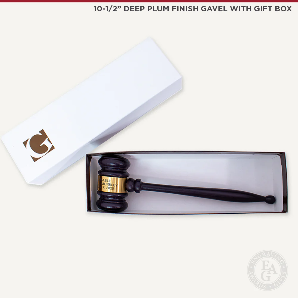 10-1/2" Deep Plum Gavel with Gift Box - Image 2