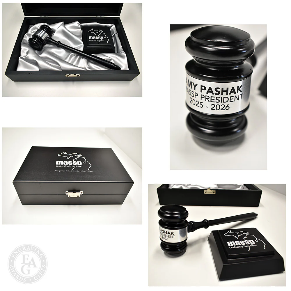 10-1/2" Ebony Finish Gavel Presentation Set - Image 12
