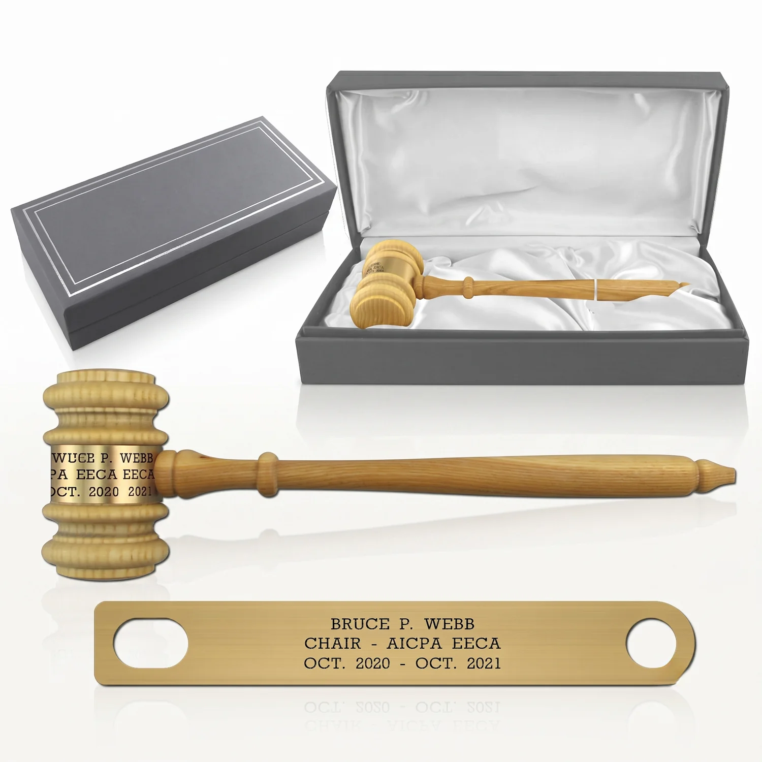 10-1/2" Oak Style Presentation Gavel & Case Set