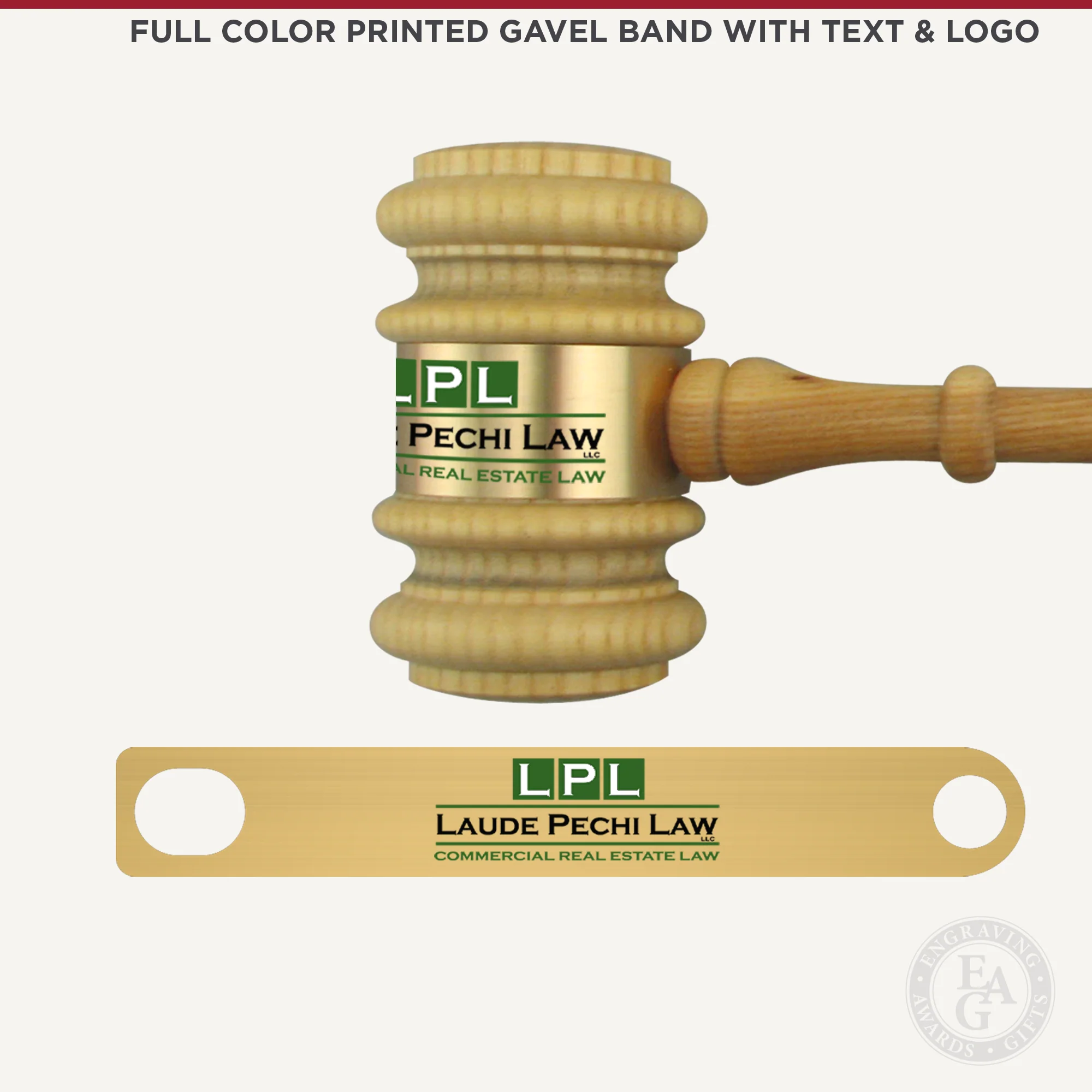10-1/2" Oak Style Presentation Gavel & Case Set - Image 3