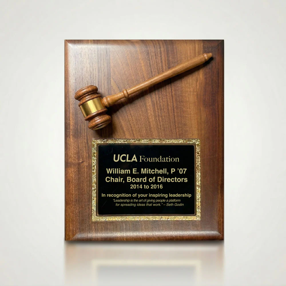 11" x 15" American Walnut Gavel Plaque
