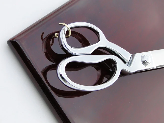 15" Chrome Plated Ceremonial Scissors Piano Finish Plaque - Image 10