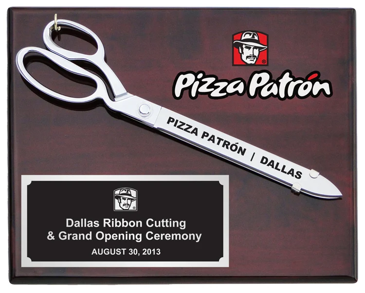 15" Chrome Plated Ceremonial Scissors Piano Finish Plaque - Image 4