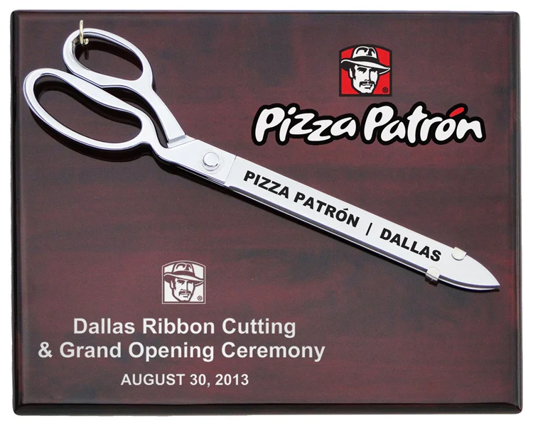 15" Chrome Plated Ceremonial Scissors Piano Finish Plaque - Image 6