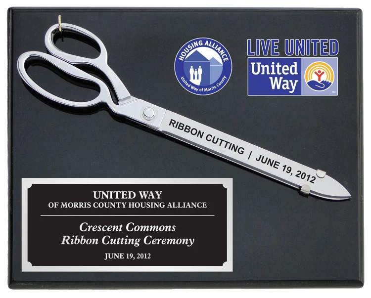 15" Chrome Plated Ceremonial Scissors Piano Finish Plaque - Image 7