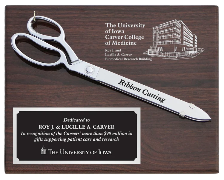 15" Chrome Plated Ceremonial Scissors Piano Finish Plaque - Image 9