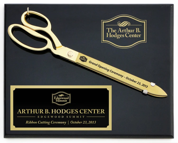 15" Gold Plated Ceremonial Scissors Piano Finish Plaque - Image 13