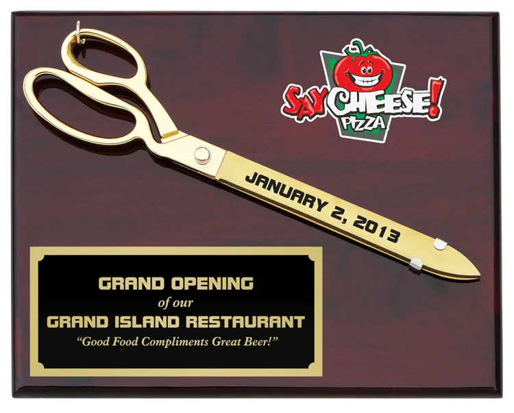 15" Gold Plated Ceremonial Scissors Piano Finish Plaque - Image 14