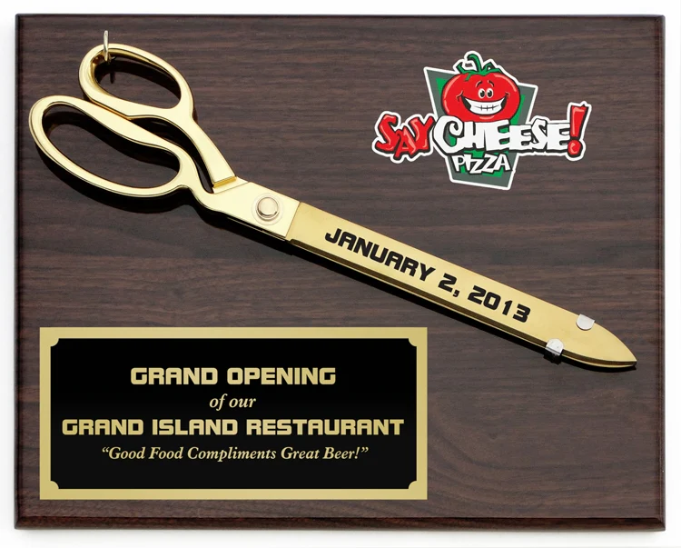 15" Gold Plated Ceremonial Scissors Piano Finish Plaque - Image 15