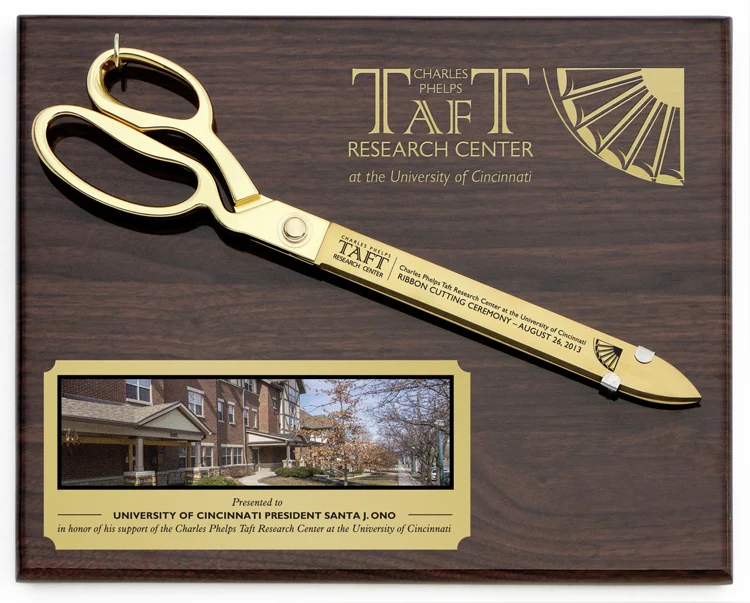15" Gold Plated Ceremonial Scissors Piano Finish Plaque - Image 20