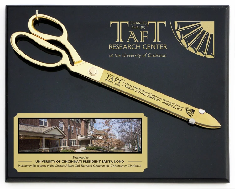 15" Gold Plated Ceremonial Scissors Piano Finish Plaque - Image 21