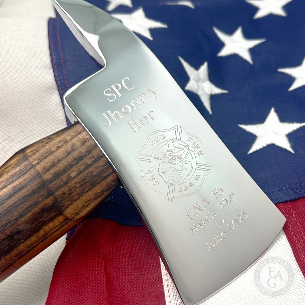 15" Chrome Plated Ceremonial Firefighter Axe - Flamed - Image 4