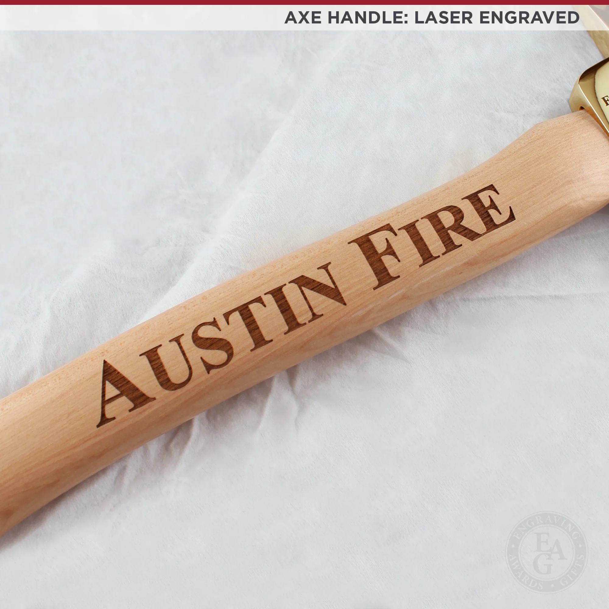 15" Gold Plated Ceremonial Firefighter Axe - Natural - Image 4