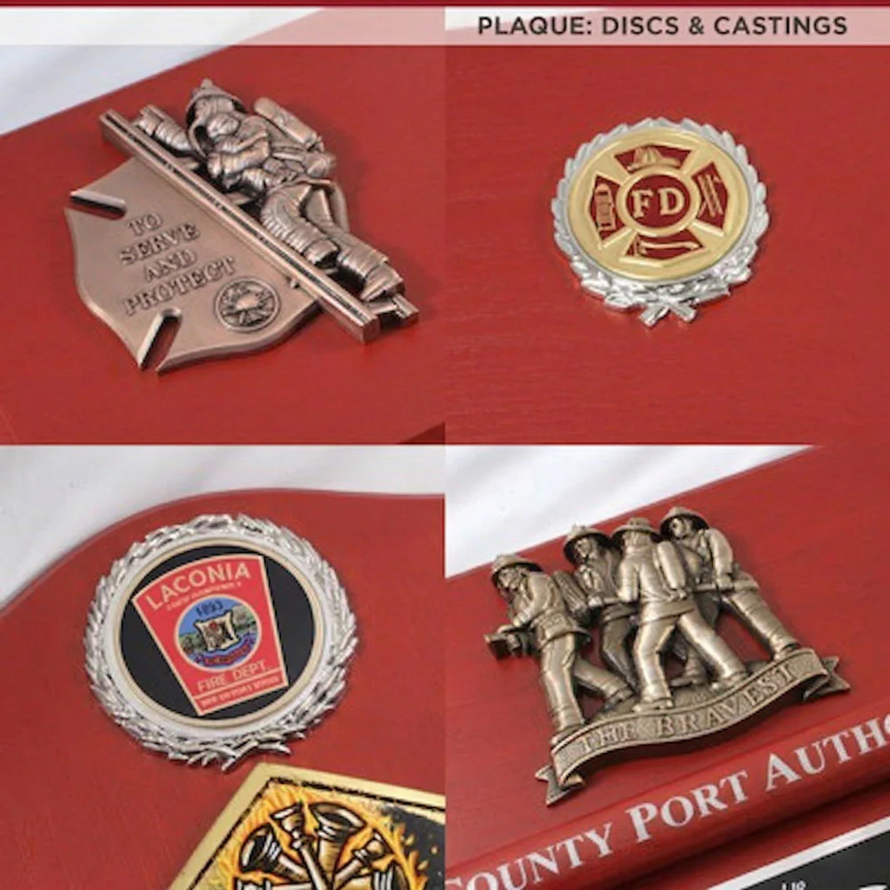 18x18 Red Maltese Cross Firefighter Plaque - Chrome Axe - Image 10