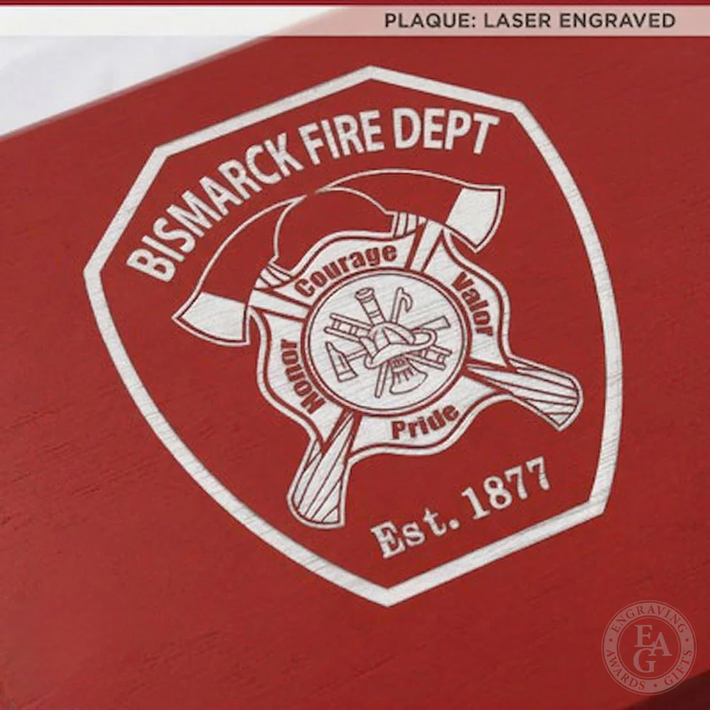 18x18 Red Maltese Cross Firefighter Plaque - Chrome Axe - Image 15
