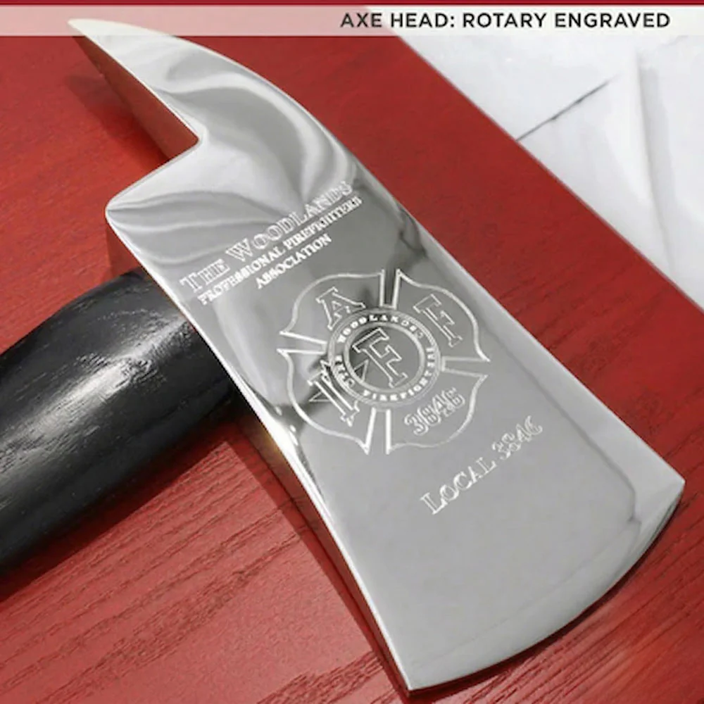 18x18 Red Maltese Cross Firefighter Plaque - Chrome Axe - Image 9
