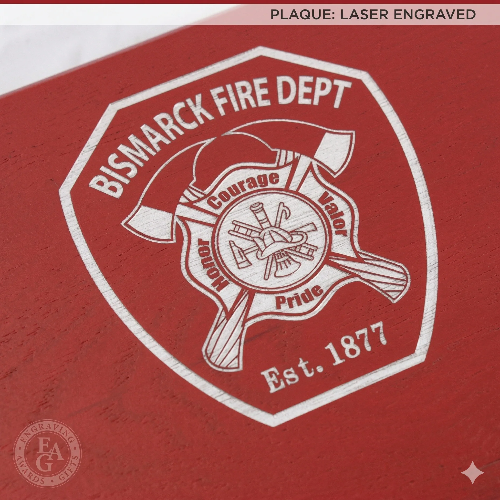 20" x 12" Red Firefighter Axe Award Plaque - Chrome - Image 13