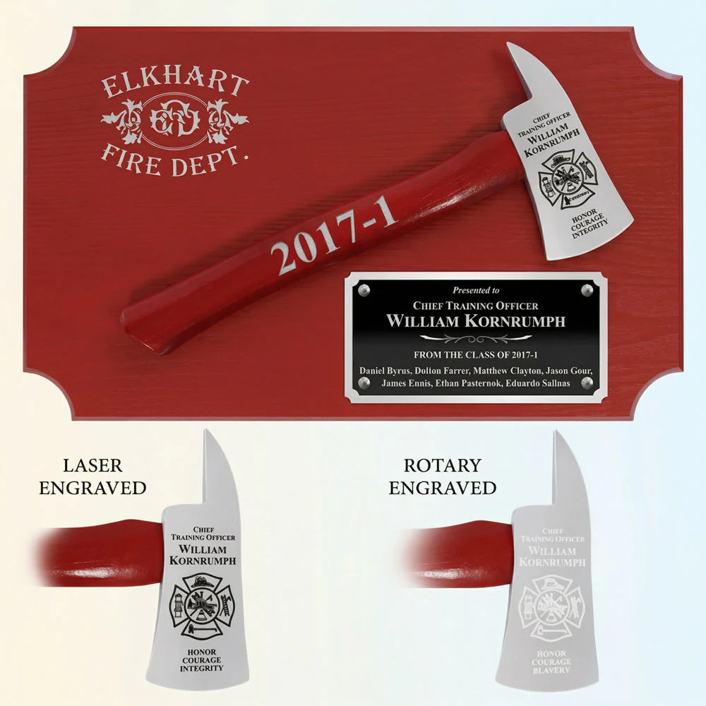 20" x 12" Red Firefighter Axe Award Plaque - Chrome - Image 5