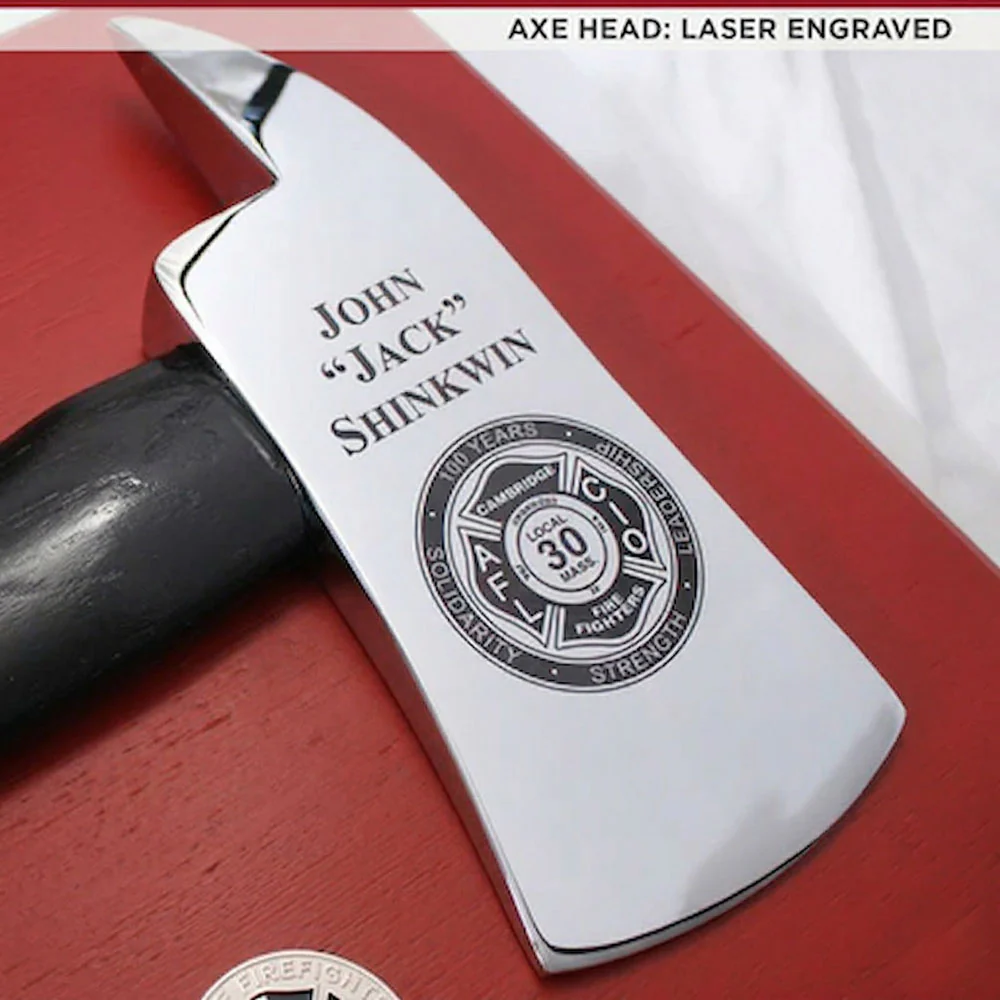 20" x 12" Red Firefighter Axe Award Plaque - Chrome - Image 7