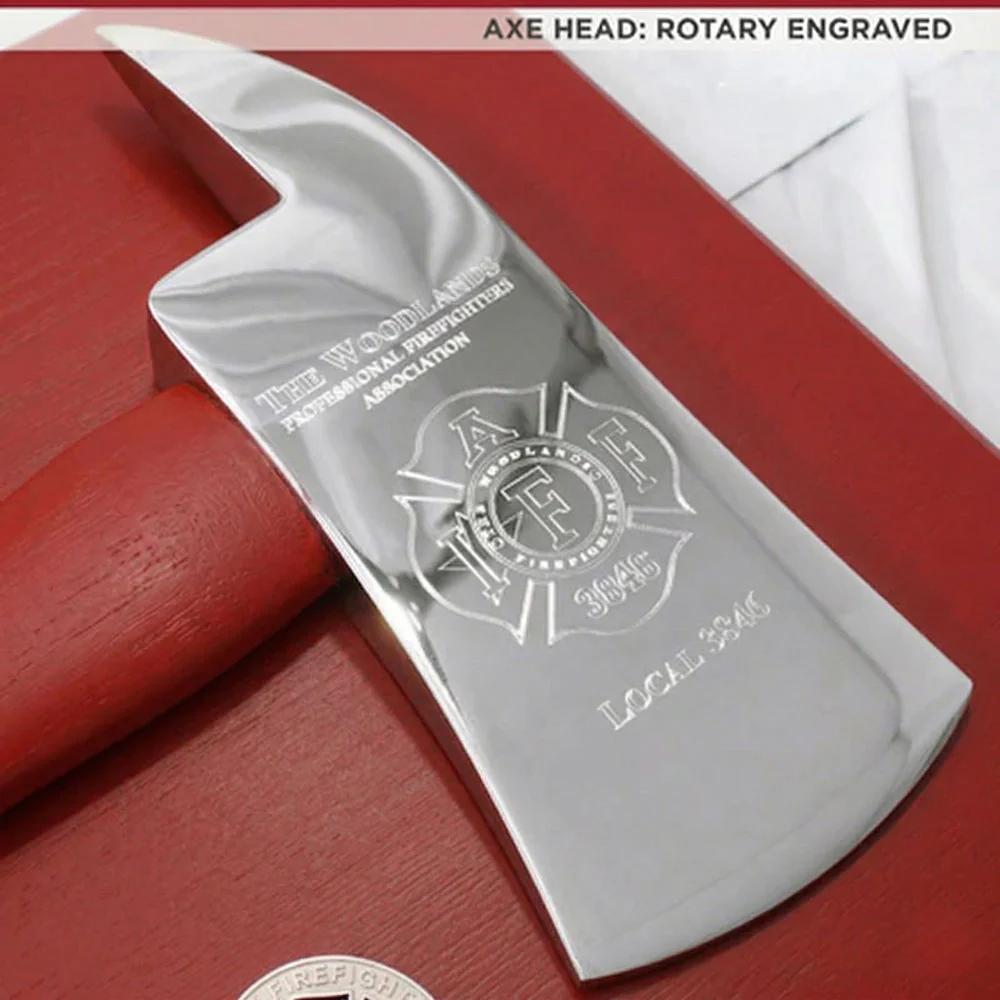 20" x 12" Red Firefighter Axe Award Plaque - Chrome - Image 8