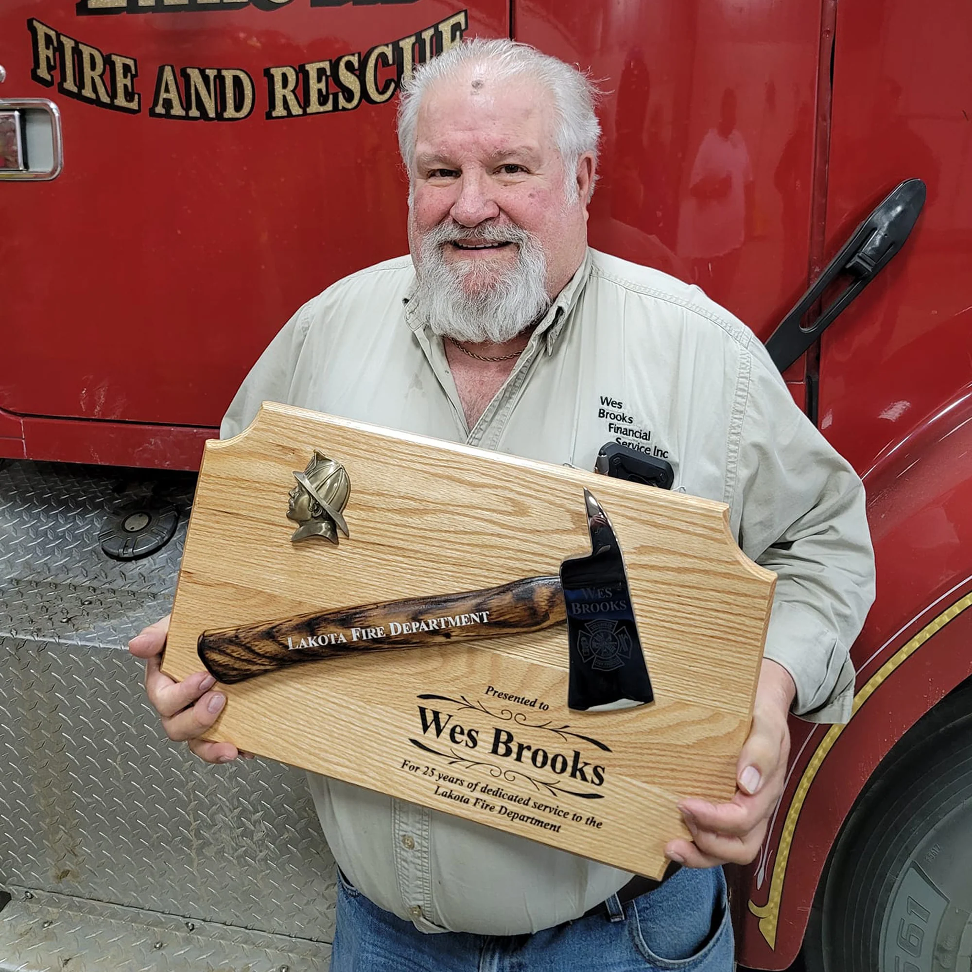 20" x 12" Oak Firefighter Axe Award Plaque - Chrome - Image 17