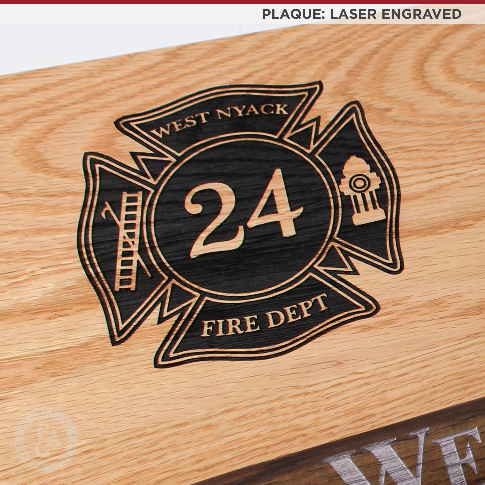 20" x 12" Oak Firefighter Axe Award Plaque - Chrome - Image 9