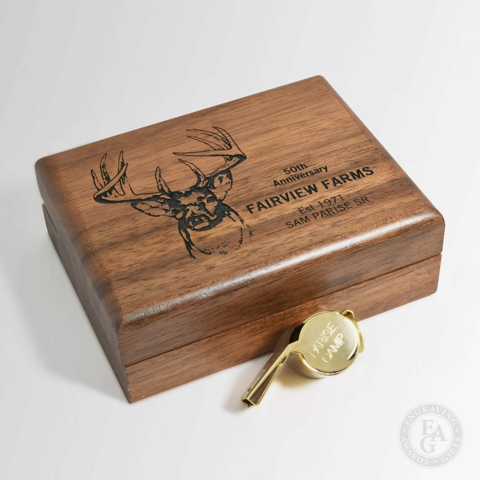24 KT Gold Plated Whistle Award w/ Walnut Case - Image 8
