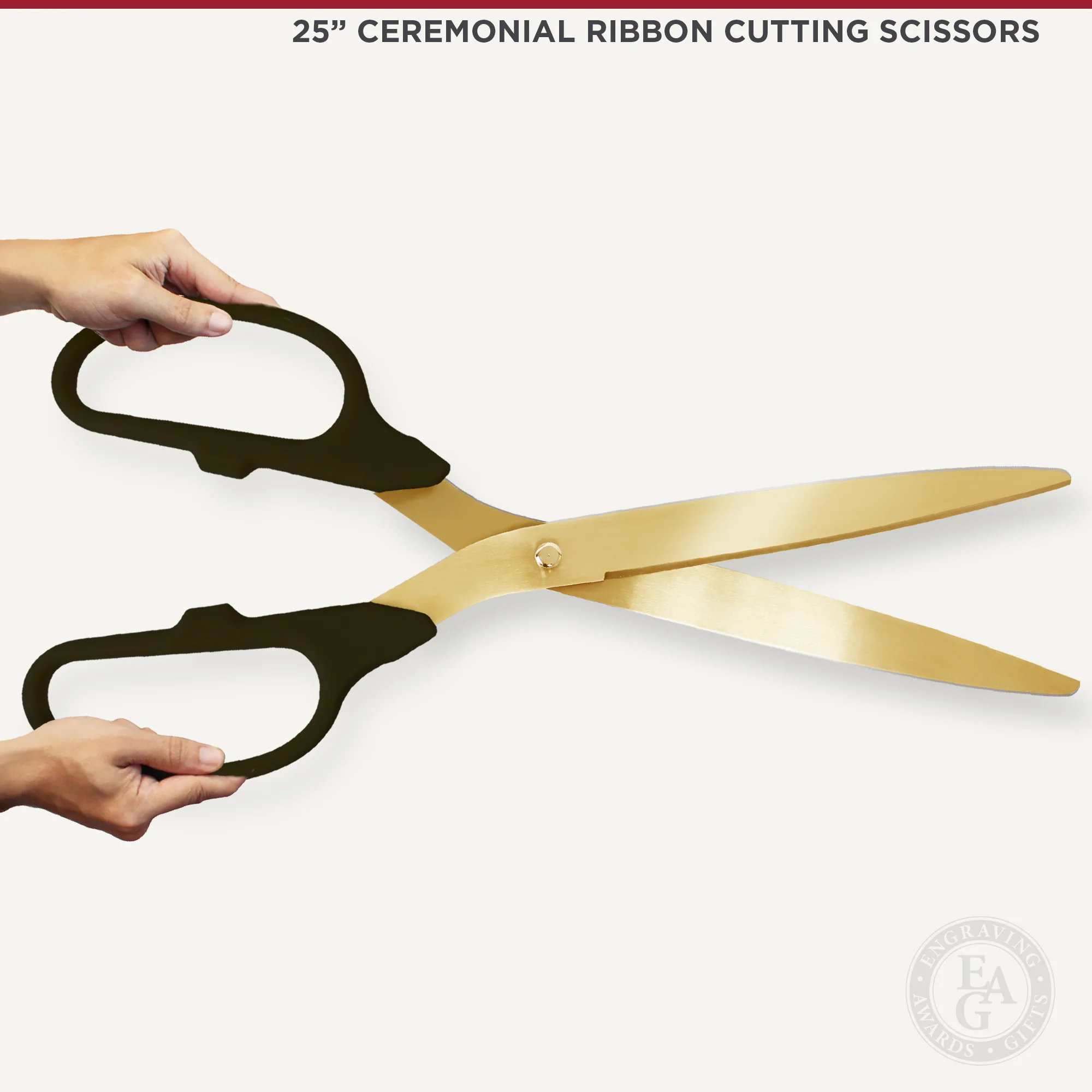 25" Black Ribbon Cutting Scissors with Gold Blades - Image 5