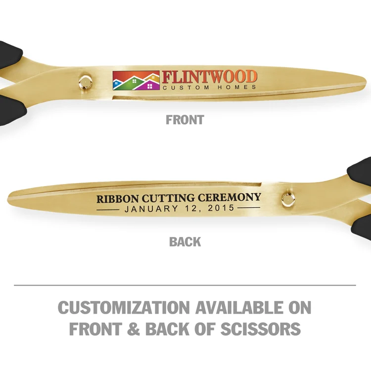 25" Black Ribbon Cutting Scissors with Gold Blades - Image 8