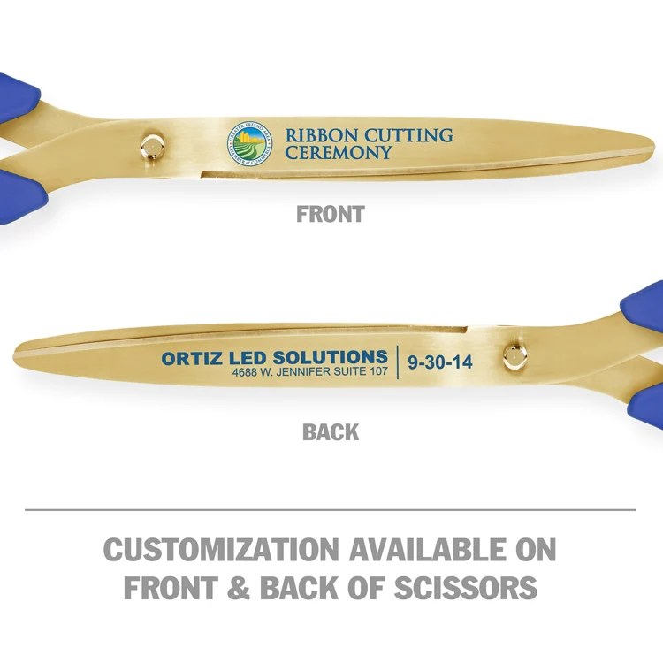25" Blue Ribbon Cutting Scissors with Gold Blades - Image 11