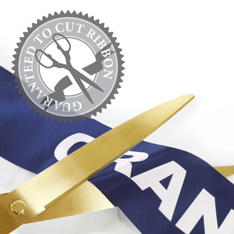 25" Blue Ribbon Cutting Scissors with Gold Blades - Image 3