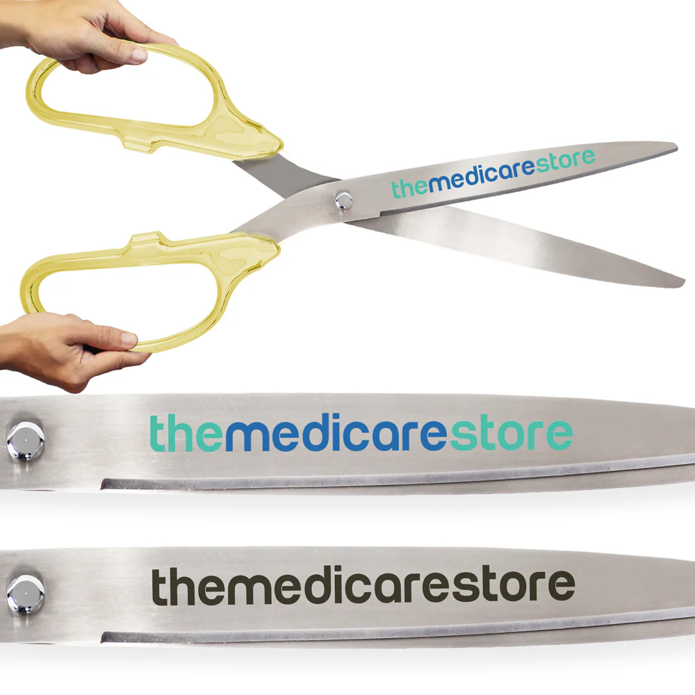 25" Gold Plated Ribbon Cutting Scissors with Silver Blades