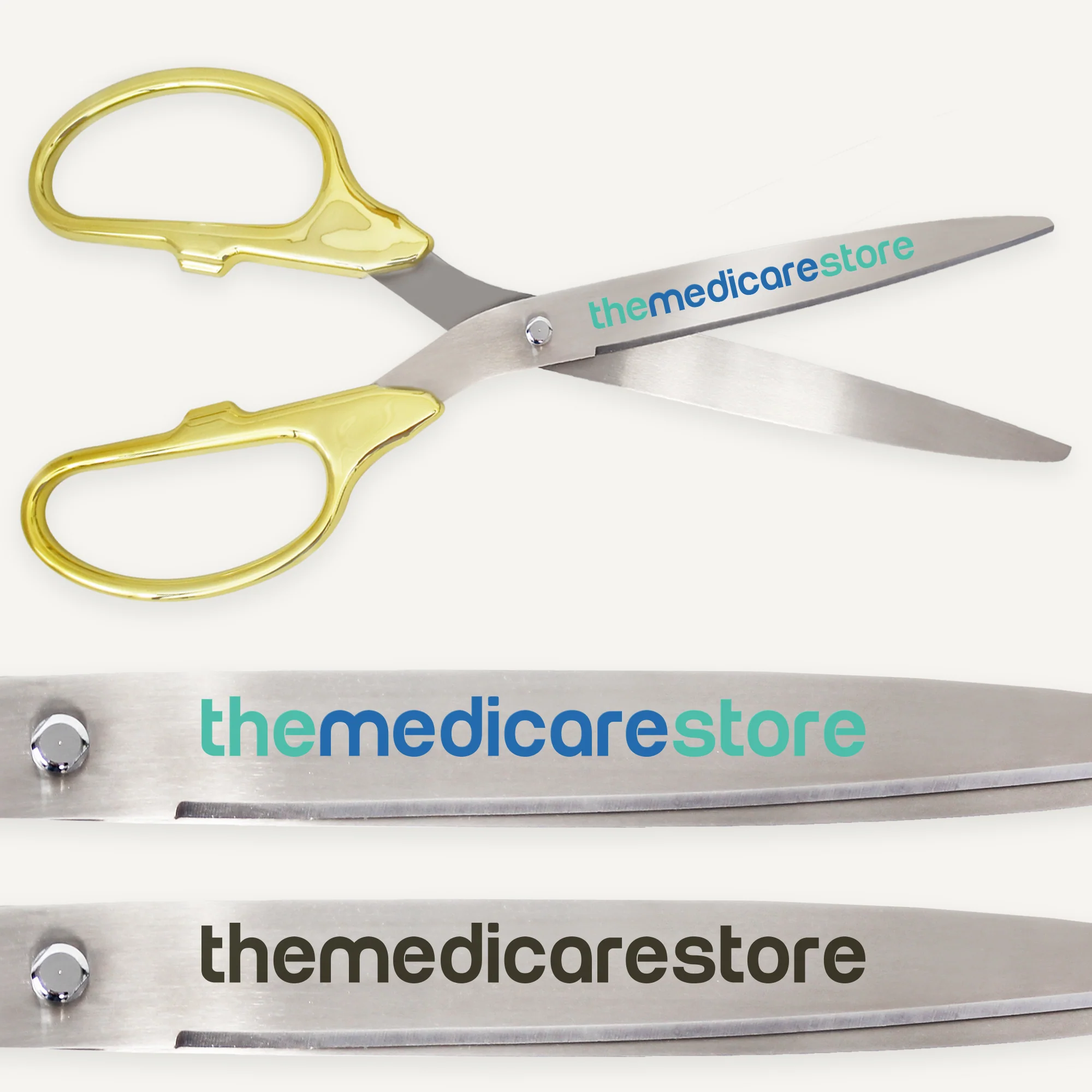 25" Gold Plated Ribbon Cutting Scissors with Silver Blades - Image 2