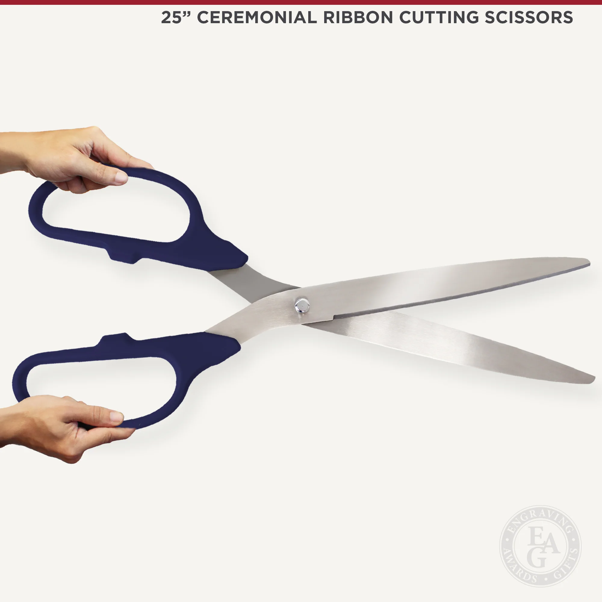 25" Navy Blue Ribbon Cutting Scissors with Silver Blades - Image 6