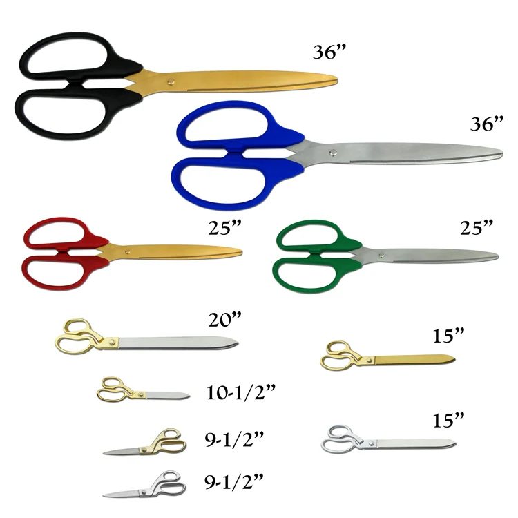 25" Navy Blue Ribbon Cutting Scissors with Silver Blades - Image 7