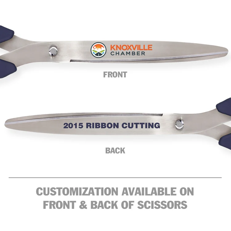 25" Navy Blue Ribbon Cutting Scissors with Silver Blades - Image 8