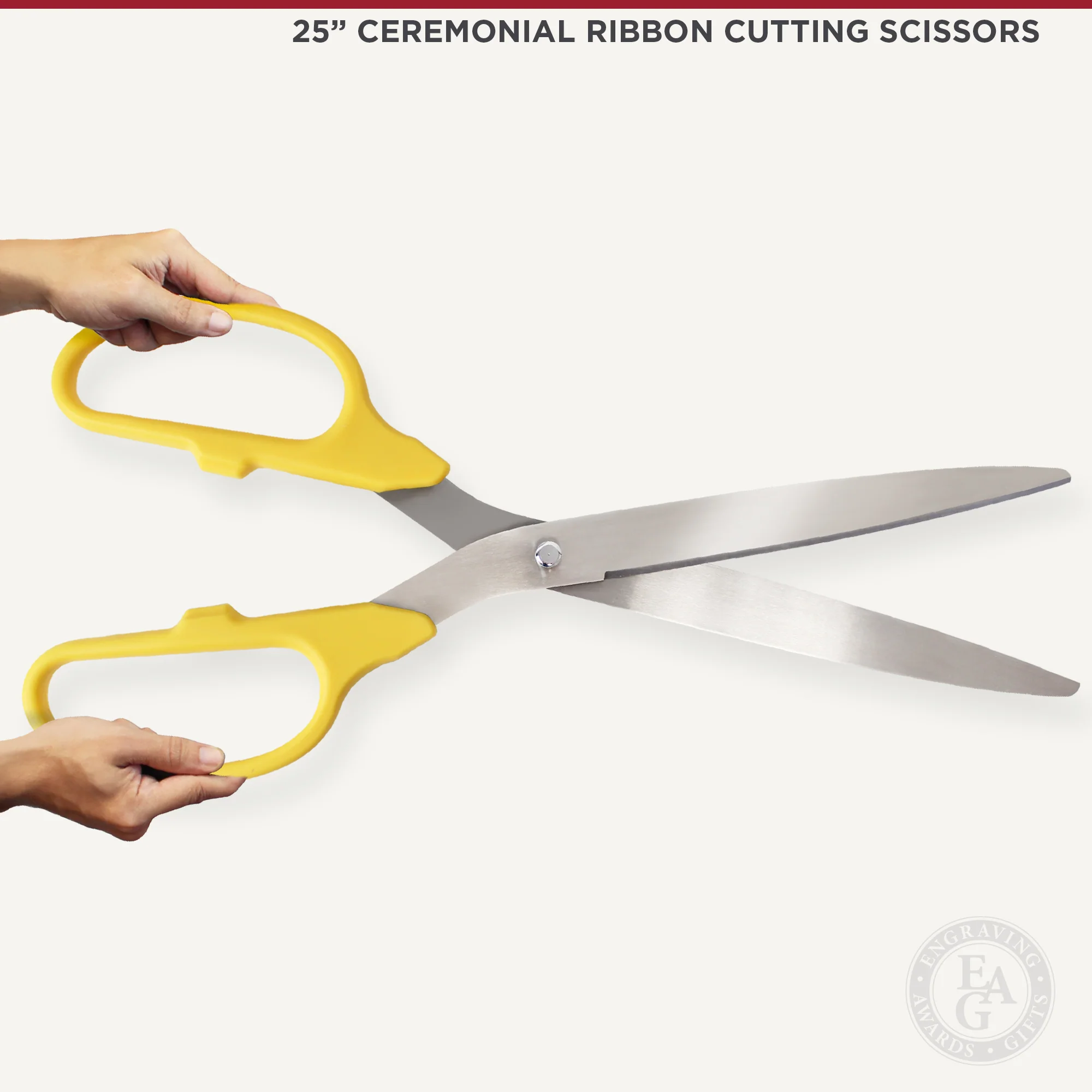 25" Yellow Ribbon Cutting Scissors with Silver Blades - Image 6