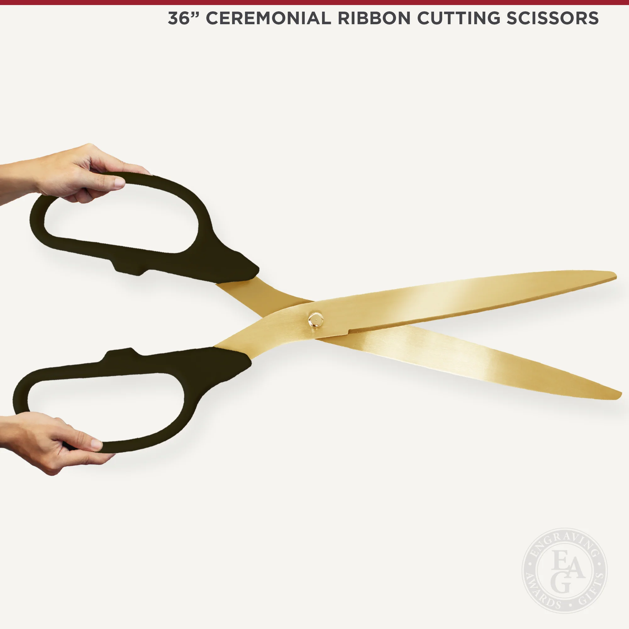 36" Black Ribbon Cutting Scissors with Gold Blades - Image 6