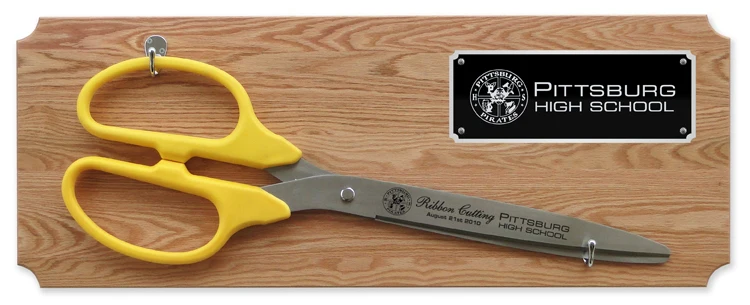 36" Ceremonial Ribbon Cutting Scissors Oak Plaque - Image 11