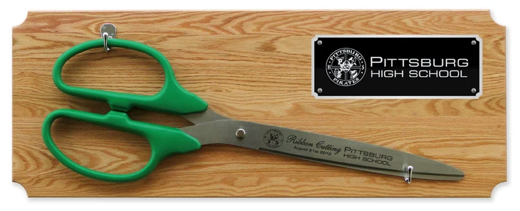 36" Ceremonial Ribbon Cutting Scissors Oak Plaque - Image 12