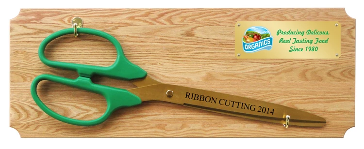 36" Ceremonial Ribbon Cutting Scissors Oak Plaque - Image 13