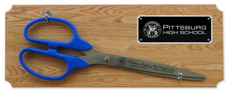 36" Ceremonial Ribbon Cutting Scissors Oak Plaque - Image 7