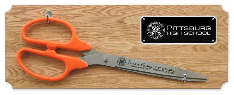 36" Ceremonial Ribbon Cutting Scissors Oak Plaque - Image 8