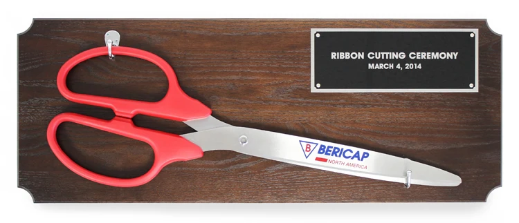 36" Ceremonial Ribbon Cutting Scissors Walnut Plaque - Image 10