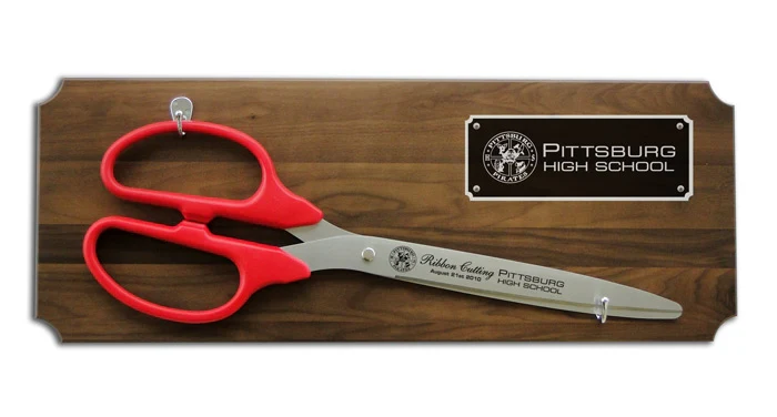 36" Ceremonial Ribbon Cutting Scissors Walnut Plaque - Image 12