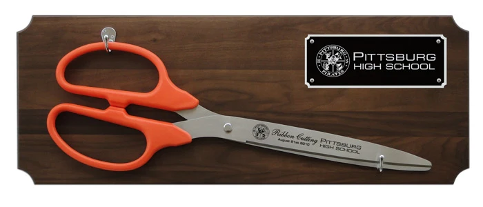 36" Ceremonial Ribbon Cutting Scissors Walnut Plaque - Image 5