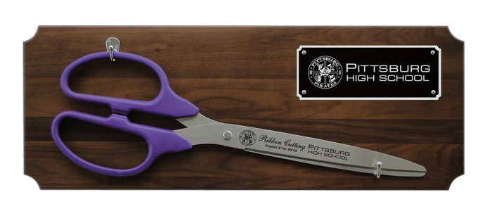 36" Ceremonial Ribbon Cutting Scissors Walnut Plaque - Image 7