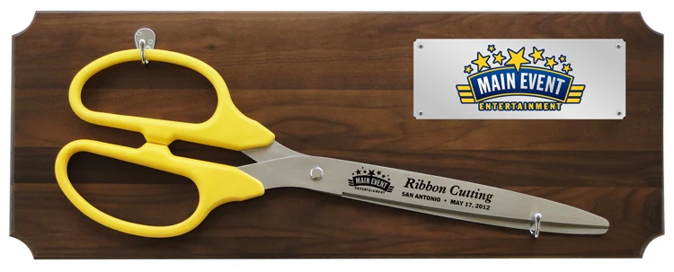 36" Ceremonial Ribbon Cutting Scissors Walnut Plaque - Image 9